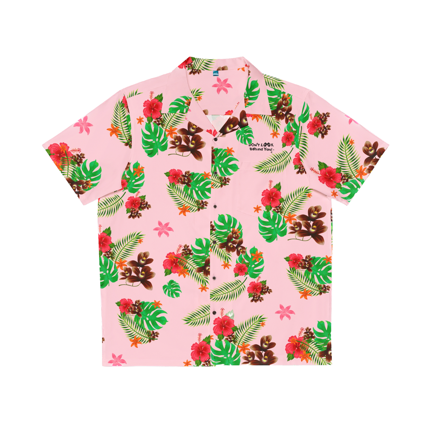 DON'T LOOK BEHIND YOU. HAWAIIAN BUTTON UP SHIRT